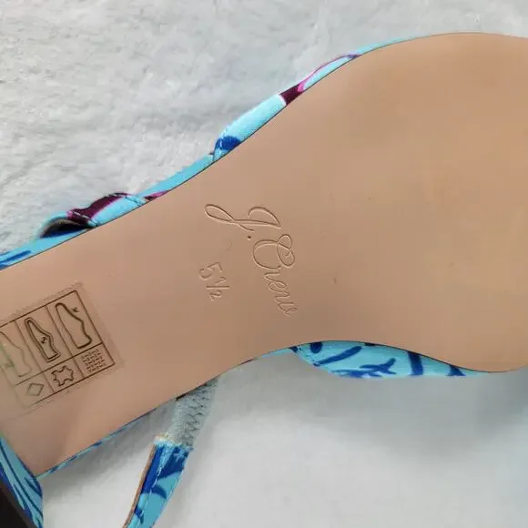 J.Crew Floral Slingback Heels Blue Purple Fabric Pumps Pointed Toe | 5.5 - Picture 15 of 15